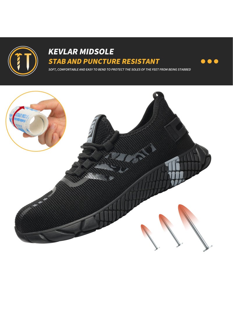 SLIMTA - SLIMTA Men Women Safety Shoes with Non-Slip Steel Toe Cap and Mesh Breathable Lightweight Comfortable Puncture Proof Industrial Work Shoes - Image 1