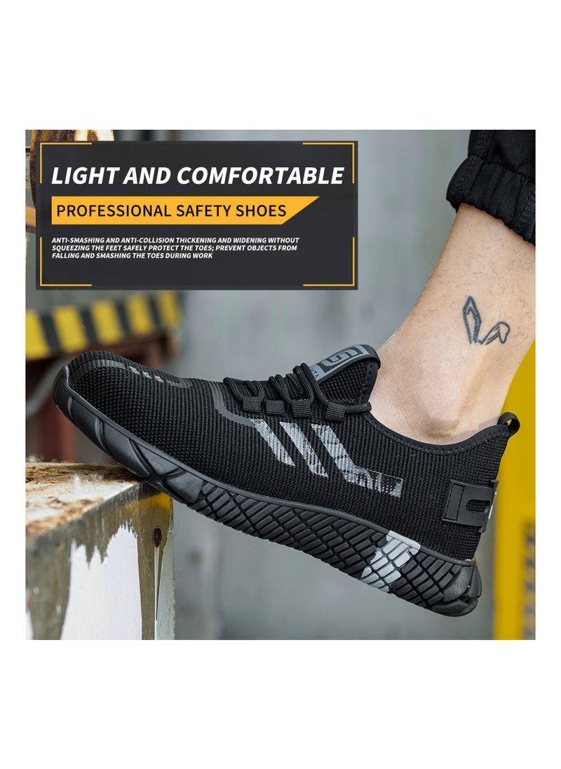 SLIMTA - SLIMTA Men Women Safety Shoes with Non-Slip Steel Toe Cap and Mesh Breathable Lightweight Comfortable Puncture Proof Industrial Work Shoes - Image 1