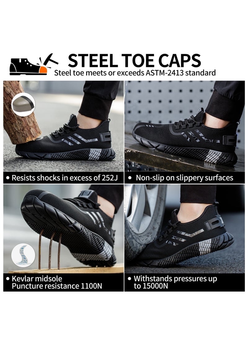 SLIMTA - SLIMTA Men Women Safety Shoes with Non-Slip Steel Toe Cap and Mesh Breathable Lightweight Comfortable Puncture Proof Industrial Work Shoes - Image 1