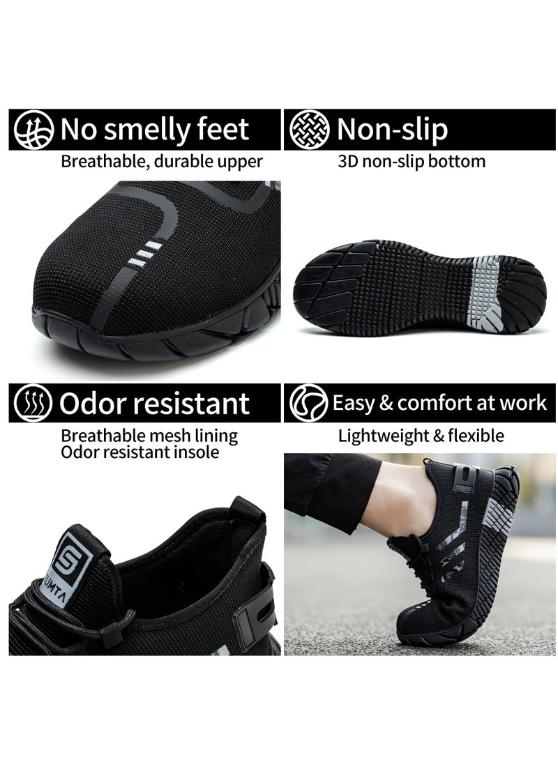 SLIMTA - SLIMTA Men Women Safety Shoes with Non-Slip Steel Toe Cap and Mesh Breathable Lightweight Comfortable Puncture Proof Industrial Work Shoes - Image 1