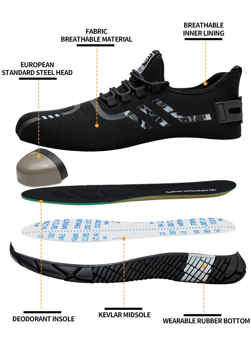 SLIMTA - SLIMTA Men Women Safety Shoes with Non-Slip Steel Toe Cap and Mesh Breathable Lightweight Comfortable Puncture Proof Industrial Work Shoes - Image 1