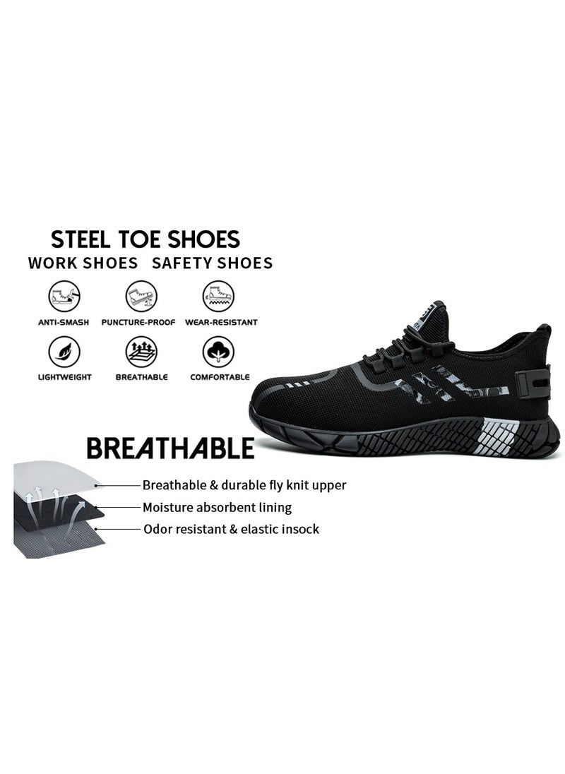 SLIMTA - SLIMTA Men Women Safety Shoes with Non-Slip Steel Toe Cap and Mesh Breathable Lightweight Comfortable Puncture Proof Industrial Work Shoes - Image 1