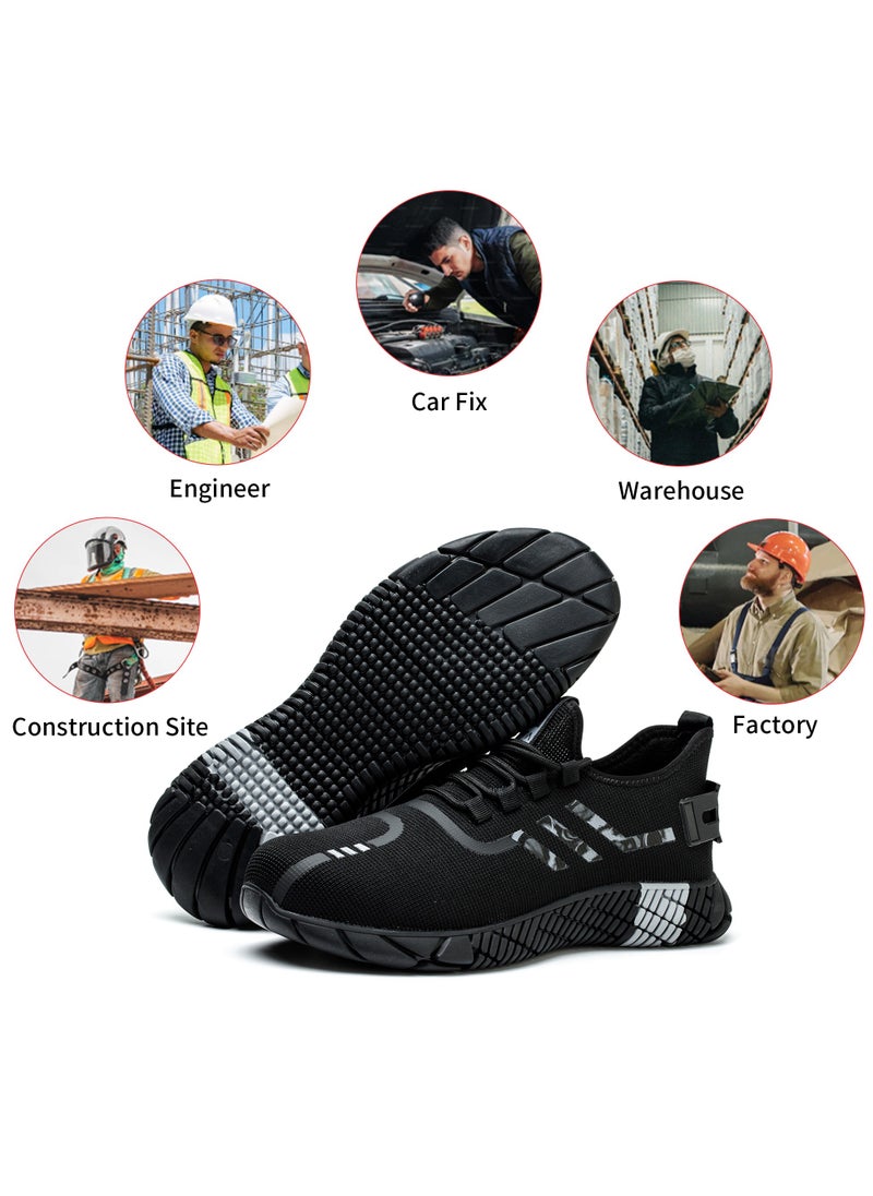 SLIMTA - SLIMTA Men Women Safety Shoes with Non-Slip Steel Toe Cap and Mesh Breathable Lightweight Comfortable Puncture Proof Industrial Work Shoes - Image 1