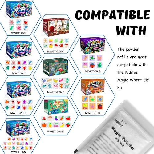 Kiditos عبوة إعادة تعبئة مسحوق الماء السحري من كيديتوس، مجموعة جل الماء الجني، 5 عبوات - Image 5