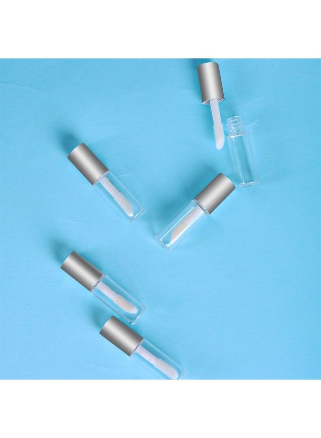 50 Pack 1.2ML Clear Mini Lip Gloss Tube Empty Lip Balm Containers With Silver Lid for Lipstick (Silver)