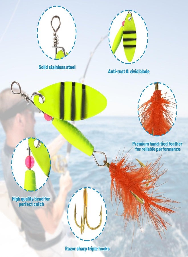Syffvlo 16pcs Fishing Lures Spinner Baits, Trout Bass Salmon Lures Kit with Treble Fishing Hooks & Rooster Tail, Fishing Gears Spinnerbait Spoons Baits for Freshwater Saltwater Trout Walleye, Gift for Men - Image 3