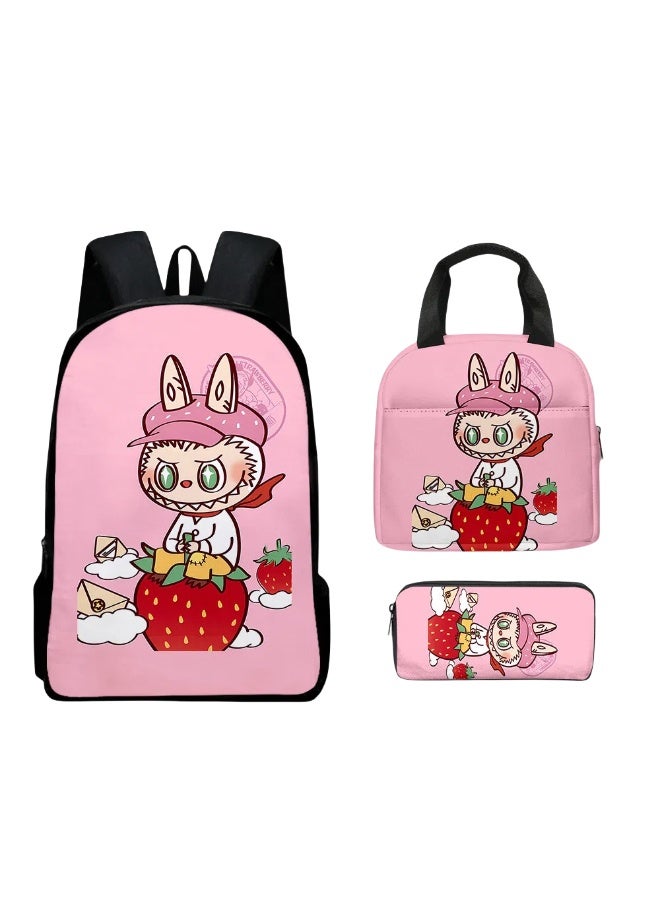 2025-2026 Labubu backpack pencil case lunch bag three-piece suit leisure sports travel backpack student school backpack - Image 1
