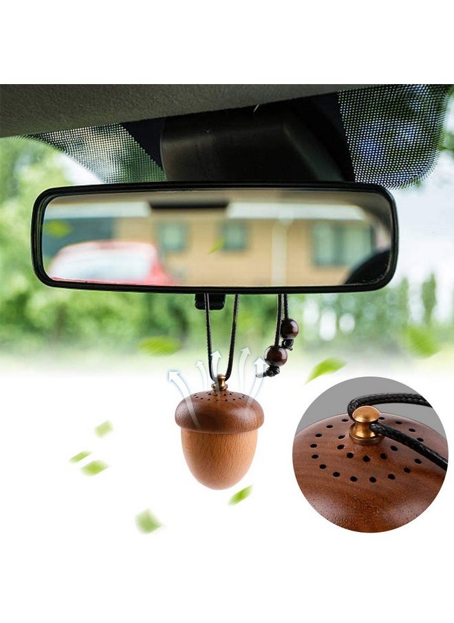 RoyAroma Wooden Acorn Essential Oil Car Diffuser Air Freshener Hang Decoration Brown  - Image 2