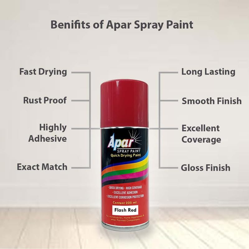APAR Automotive Spray Paint Flash Red (RC Colour Name), Compatible for Volkswagen Polo Cars -225 ml (Pack of1-Pcs) - Image 4