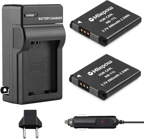 Mliepow NB-11L/NB-11LH Battery (2-Pack) and Charger kit Compatible with Canon PowerShot ELPH 190 is, ELPH 180, ELPH 110 HS, SX400 is, SX410 is, SX420 is, A2300 is, A2400 is, A2500, A3400 is Camera - Image 1