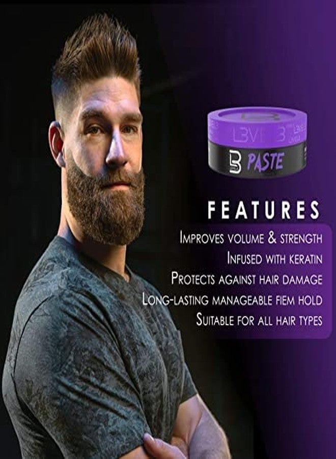L3 - Level 3 Paste - Long-Lasting Hold - Improves Strength and Volume of Hair - Protects Against Hair Damage - Level Three Men Styling Product (Sample Powder Included, Paste) - Image 3
