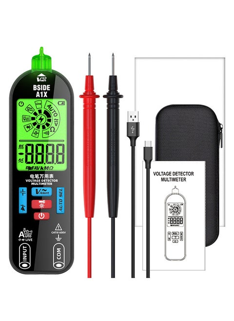 BSIDE Handheld Digital Multimeter Electric Test Pen Professional Voltage Resistance Diode Tester Live Wire Recognition Meter with Automatic Shutdown and Flashlight Function