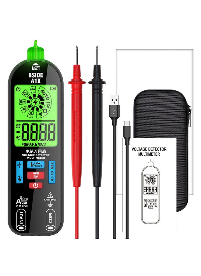 Generic BSIDE Handheld Digital Multimeter Electric Test Pen Professional Voltage Resistance Diode Tester Live Wire Recognition Meter with Automatic Shutdown and Flashlight Function  - Image 1