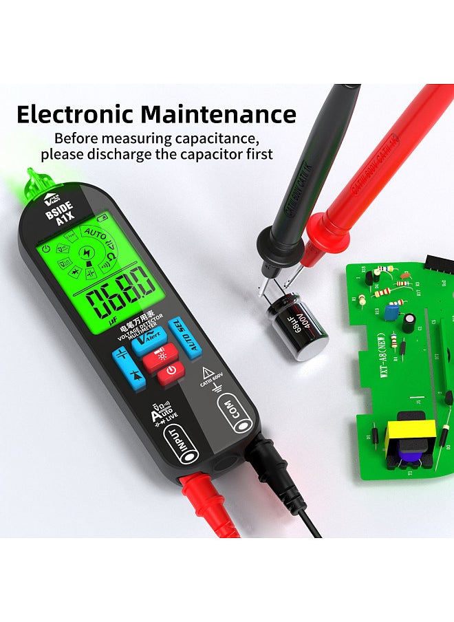 Generic BSIDE Handheld Digital Multimeter Electric Test Pen Professional Voltage Resistance Diode Tester Live Wire Recognition Meter with Automatic Shutdown and Flashlight Function  - Image 3