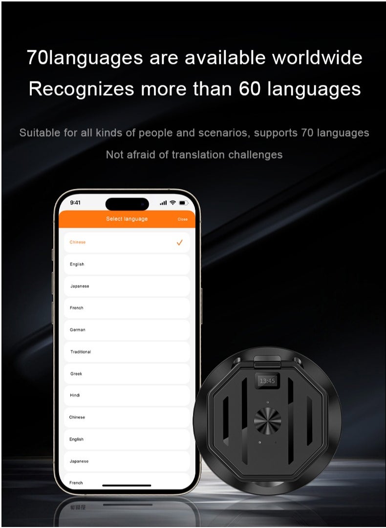 linkship - AI Translator with Magnetic Phone Stand – GPT-Powered Smart Translation Device with 70 Languages, Real-Time Voice & Photo Translation, 32GB Storage, Meeting Transcription, 45-Day Battery Life - Image 1