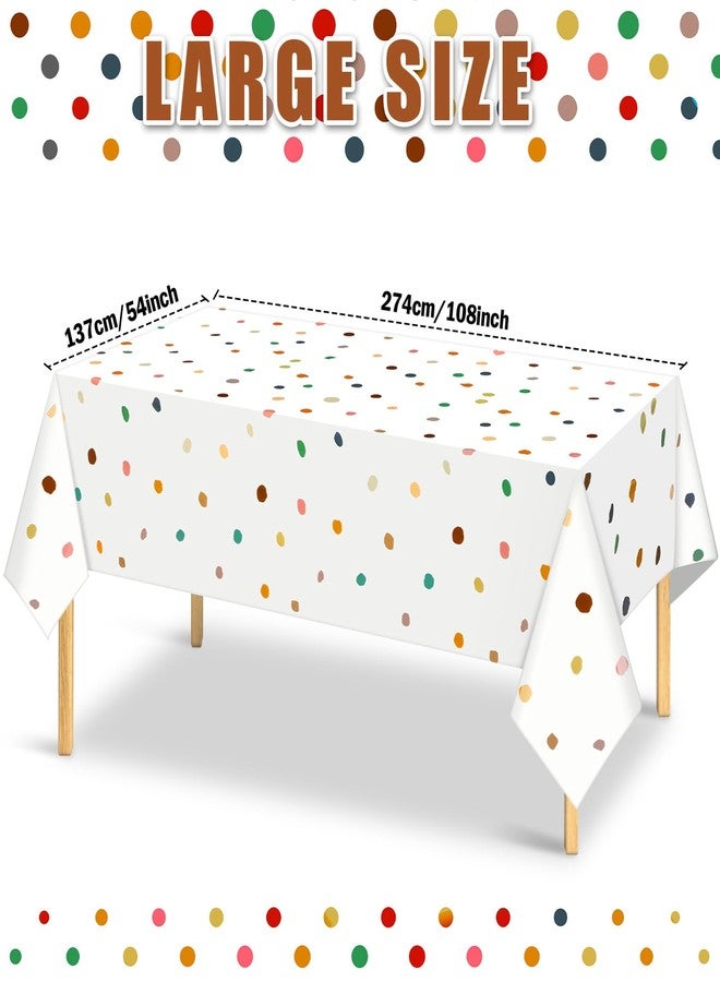 Mindsoft 3 Pcs Boho Painted Dots Tablecloth Disposable Boho Cream Polka Dot Tablecloth Modern Art Table Cover for Picnic Wedding Birthday Tea Party Decoration - Image 2
