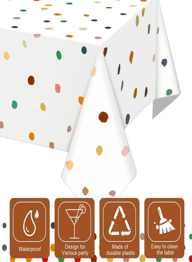Mindsoft 3 Pcs Boho Painted Dots Tablecloth Disposable Boho Cream Polka Dot Tablecloth Modern Art Table Cover for Picnic Wedding Birthday Tea Party Decoration - Image 3
