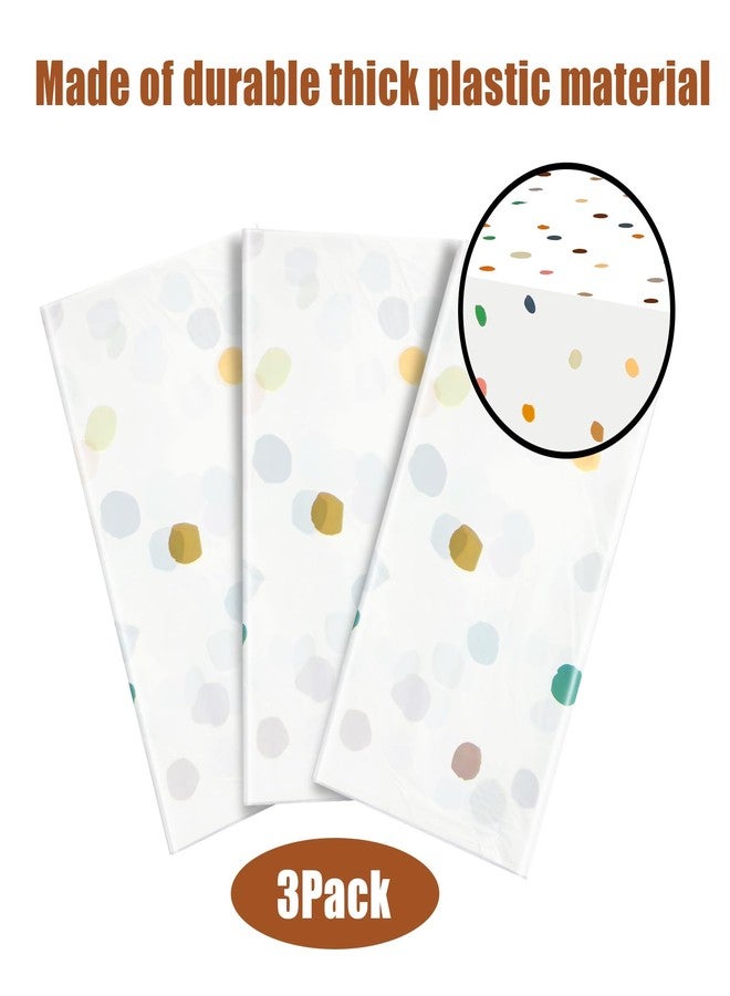Mindsoft 3 Pcs Boho Painted Dots Tablecloth Disposable Boho Cream Polka Dot Tablecloth Modern Art Table Cover for Picnic Wedding Birthday Tea Party Decoration - Image 5