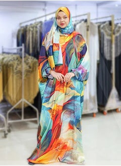 Zmurud Practical Printed silky satin prayer dress with headscarf from zmurud fashion  - Image 4