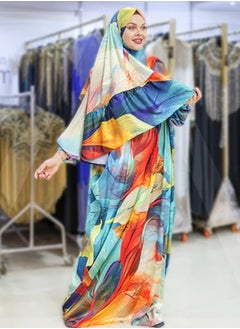 Zmurud Practical Printed silky satin prayer dress with headscarf from zmurud fashion  - Image 2