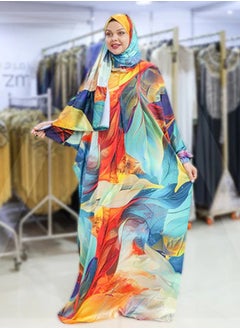 Zmurud Practical Printed silky satin prayer dress with headscarf from zmurud fashion  - Image 5