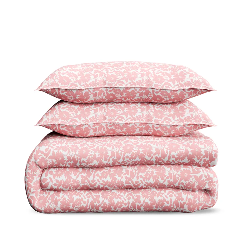 Color Sense Print 1 Duvet Cover +2 Pillow Cases Super King Cotton Coral 260x220cm