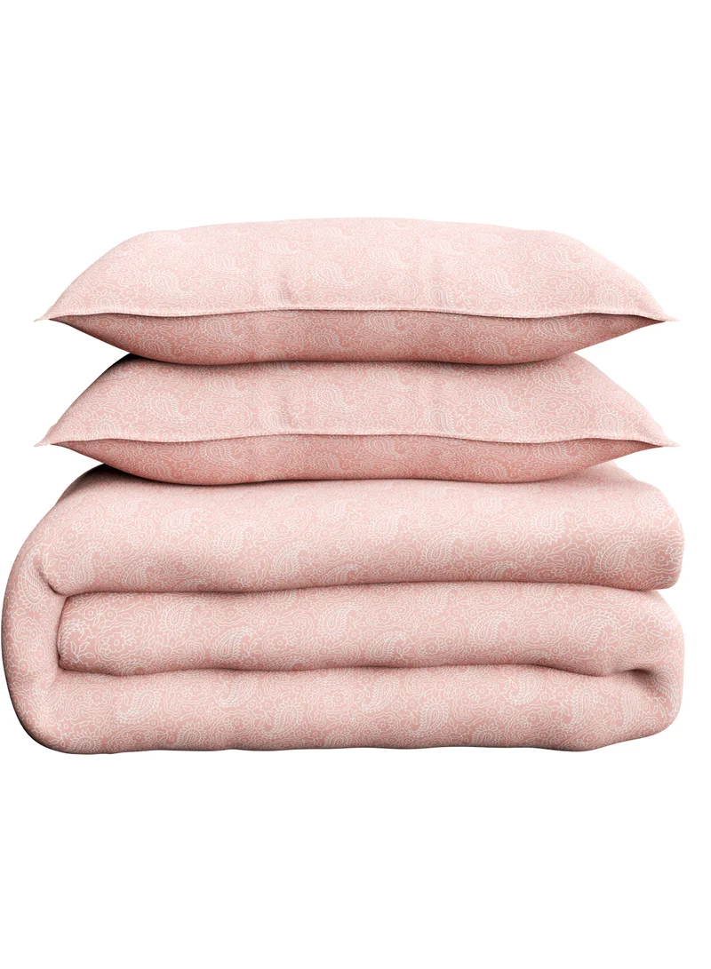 Color Sense Print 1 Duvet Cover +2 Pillow Cases Super King Cotton Coral 260x220cm