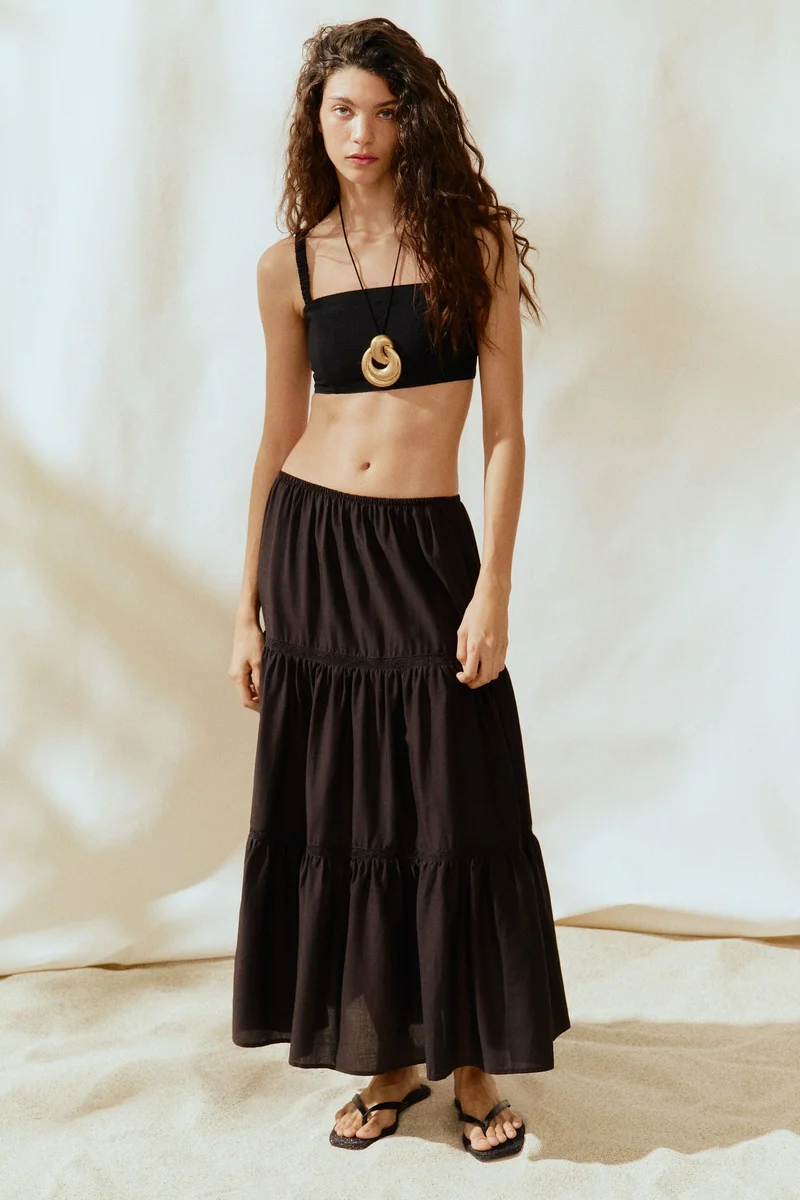 H&M Lace-inset maxi skirt