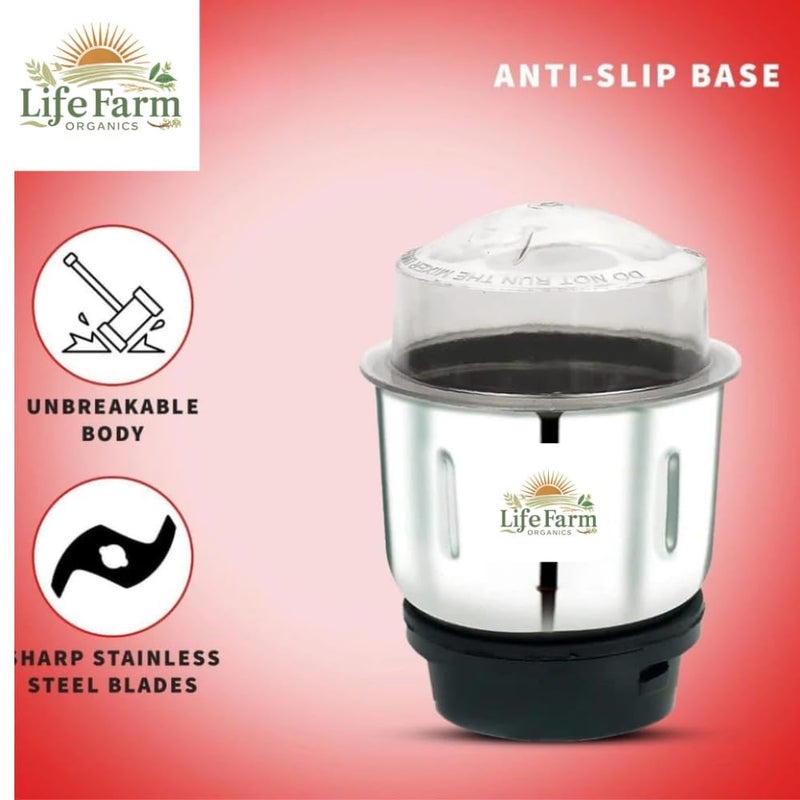 LIFE FARM ORGANICS Mixer Chutney Jar 350ml Compatible with Bajaj Sumeet Sunflame Stainless Steel Durable Ideal for Grinding Chutneys Spices and Sauces  - Image 3