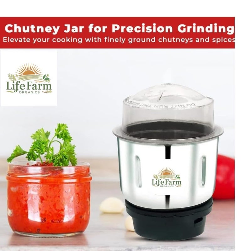 LIFE FARM ORGANICS Mixer Chutney Jar 350ml Compatible with Bajaj Sumeet Sunflame Stainless Steel Durable Ideal for Grinding Chutneys Spices and Sauces  - Image 2