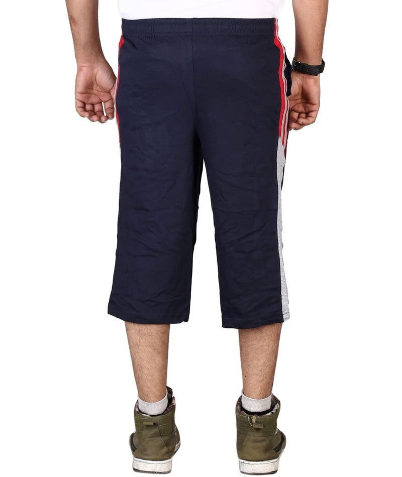 VEGO Men’s Cotton Three Fourth Shorts for Men, 3/4 Capris, Three Quarter Navy - Image 4
