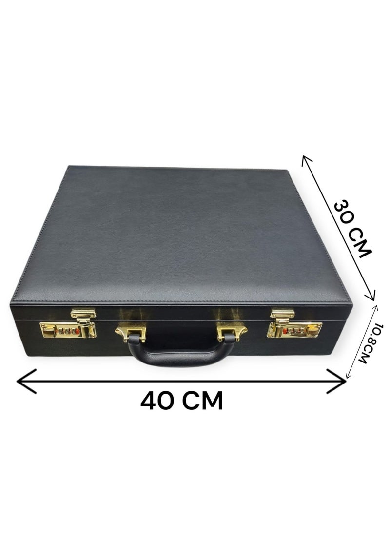 Al Seraj Premium Black Leather Multi-Layer Jewellery Display & Storage Suitcase | Luxury Velvet Interior Organizer Case for Necklace, Bracelet, Ring, Earring & Bangle | Elegant Gift & Travel Jewellery Box - Image 4