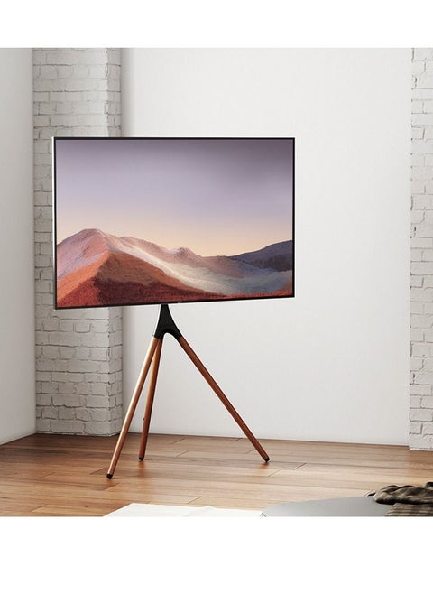 Art Floor TV Stand for 45"-65" TVs Solid Beech Wood Material Modern Design