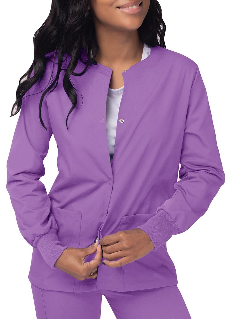 Sivvan Scrubs for Women - Front Snap Warm - Up Jacket - S8306 - Lavender - XS - Image 4