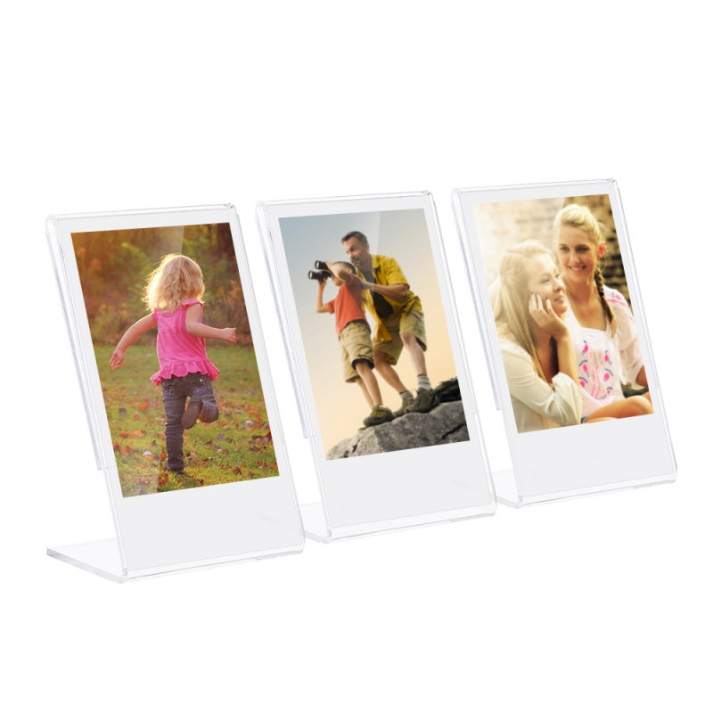 Instax Mini Photo Frame: 3-Pack Transparent Acrylic L-shape Stand - Specially Designed For Instax Mini Instant Photo Paper For Desktop Display & Home Decor - Image 1