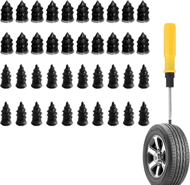 ToolHouse 40 PCS Tire Repair Rubber Nail Set, Car Tire Fast Repair Nails with Screwdriver, Self-Service Tire Repair Tool Kit (20 Small and 20 Large) - Image 1
