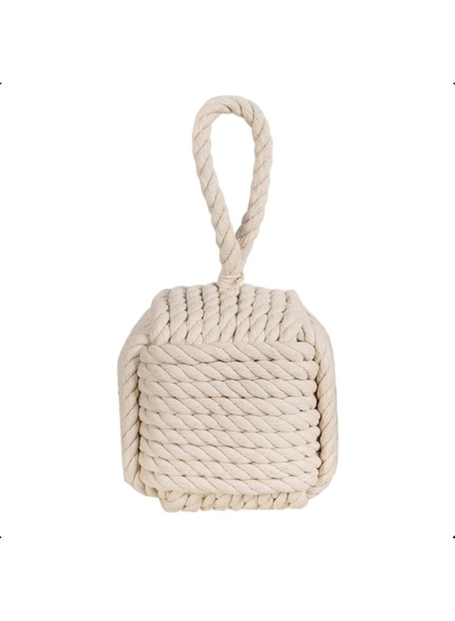 YINZUO YINZUO Weighted Nautical Rope Knot Door Stop Handmade Jute Door Stopper for Doors & Windows, Decorative Square Wedge with Handle, Outdoor and Indoor Use  - Image 1