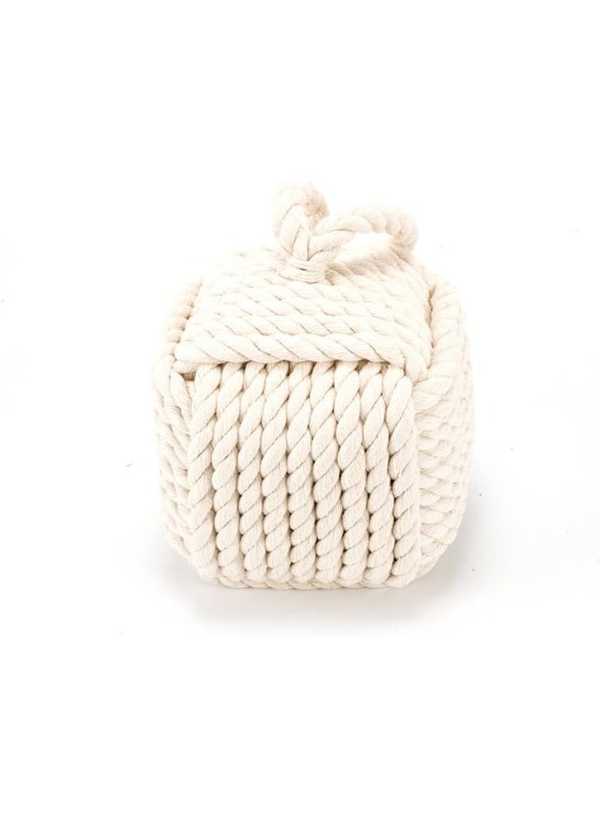 YINZUO YINZUO Weighted Nautical Rope Knot Door Stop Handmade Jute Door Stopper for Doors & Windows, Decorative Square Wedge with Handle, Outdoor and Indoor Use  - Image 4