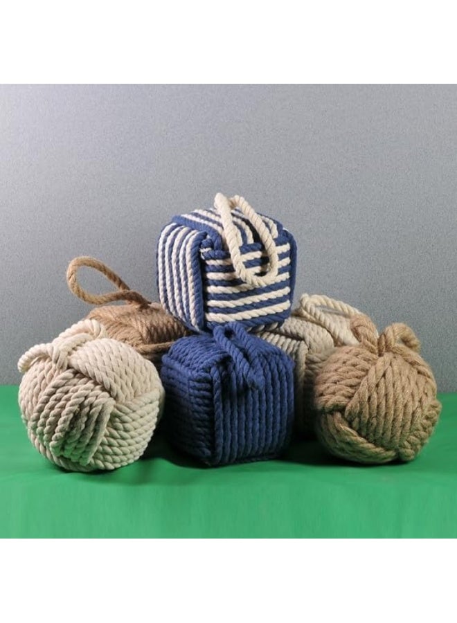 YINZUO YINZUO Weighted Nautical Rope Knot Door Stop Handmade Jute Door Stopper for Doors & Windows, Decorative Square Wedge with Handle, Outdoor and Indoor Use  - Image 2