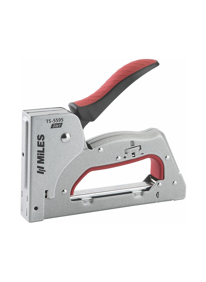 Heavy Duty 3-in-1 Staple Gun TS-5595 – Adjustable Force Metal Stapler for Staples, Brads & Pins