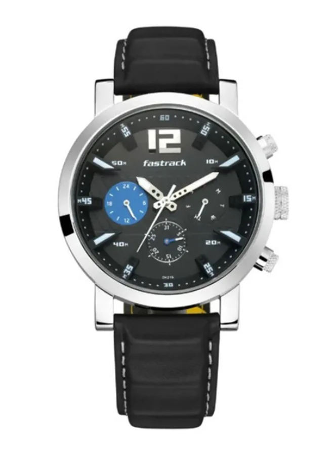 fastrack FastFit Watch with Black Dial and Leather Strap