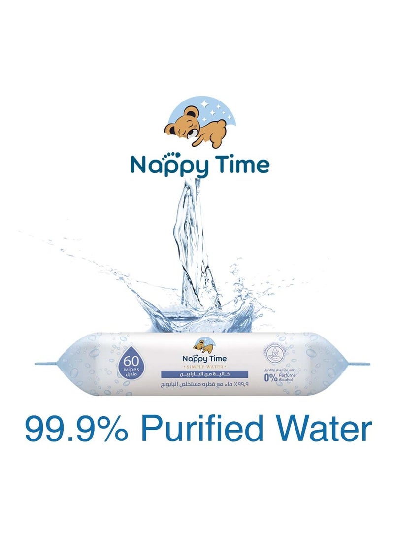 Nappy time - Baby Wipes 99.9 Percent Water with Chamomile 60x4 - 240 wipes - Image 1