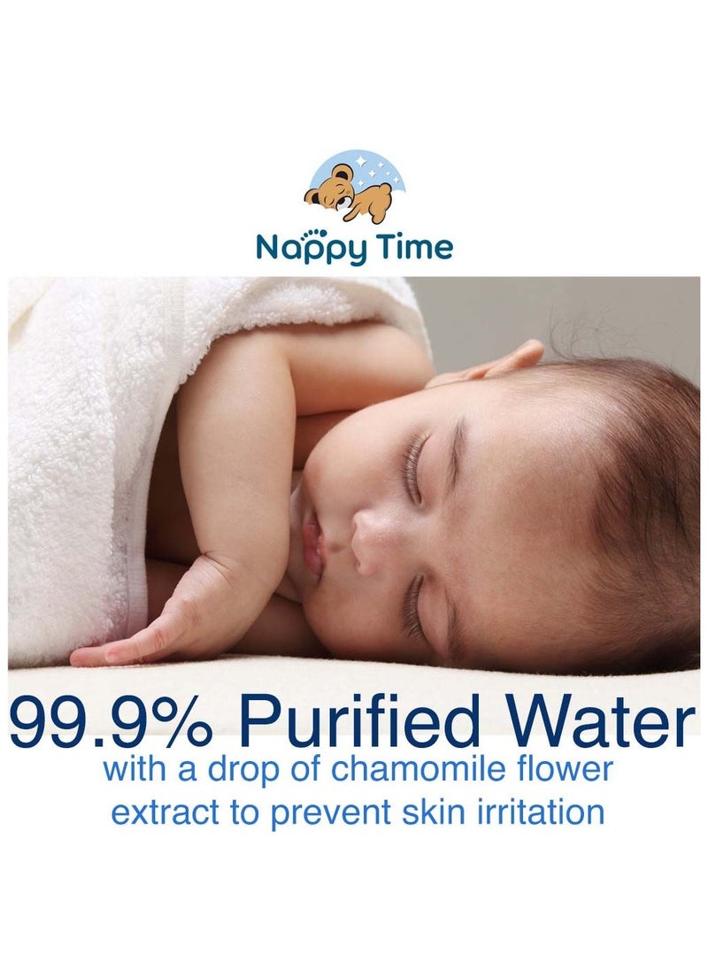 Nappy time - Baby Wipes 99.9 Percent Water with Chamomile 60x4 - 240 wipes - Image 1