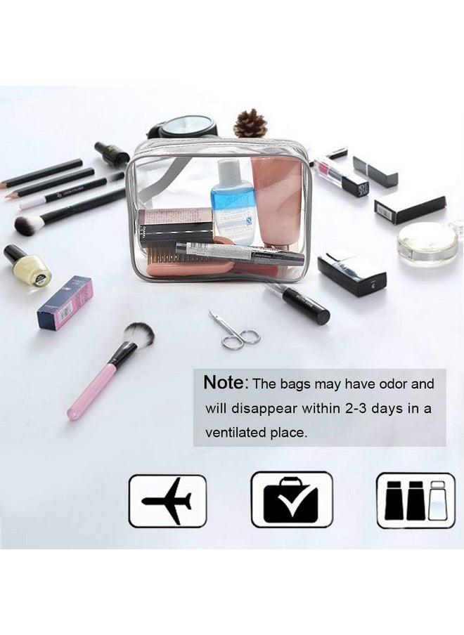 APREUTY - Clear Makeup Bags Tsa Approved 6Pcs Cosmetic Makeup Bags Set Clear Pvc With Zipper Handle Portable Travel Luggage Pouch Airport Airline Bags Bathroom (Gray) - Image 1
