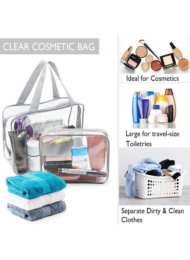 APREUTY - Clear Makeup Bags Tsa Approved 6Pcs Cosmetic Makeup Bags Set Clear Pvc With Zipper Handle Portable Travel Luggage Pouch Airport Airline Bags Bathroom (Gray) - Image 1