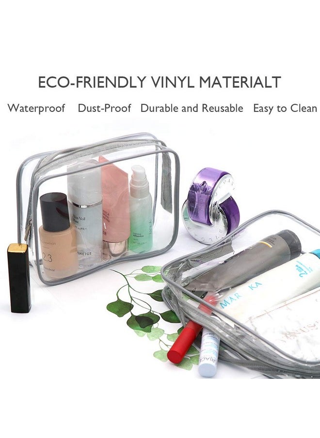 APREUTY - Clear Makeup Bags Tsa Approved 6Pcs Cosmetic Makeup Bags Set Clear Pvc With Zipper Handle Portable Travel Luggage Pouch Airport Airline Bags Bathroom (Gray) - Image 1