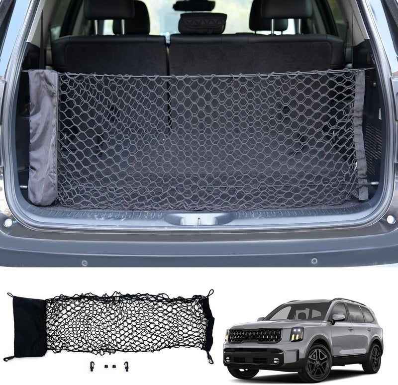 Maxzina Salt resistant coating Cargo Net Compatible with 2020-2025 Kia Telluride Truck Bed Cargo Net 2.89'×1.05' Double Layer Envelope Style Dense Mesh Trunk Organizer for 2024 Telluride Exterior Accessories Globally popular universal design - Image 1