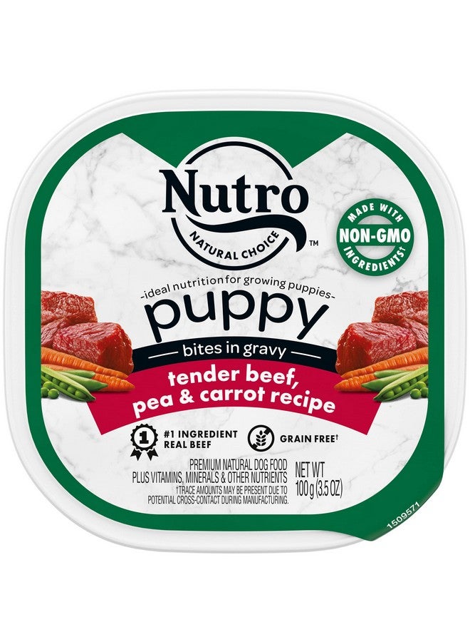 نوترو طعام كلاب مبلل طبيعي خالٍ من الحبوب للجراء، قطع في مرق، وصفة لحم البقر الطري والبازلاء والجزر، (24) صينية بحجم 3.5 أونصة - Image 1