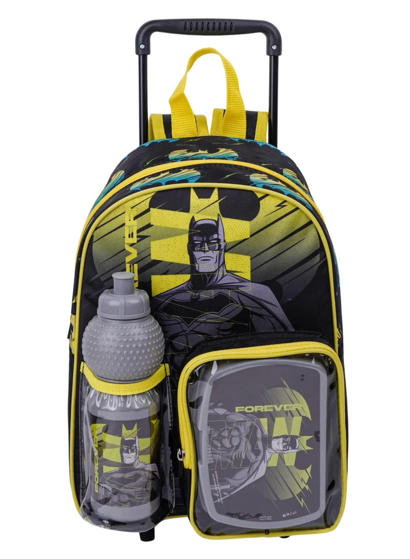 وارنر بروس Warner Bros.  Batman Forever Batman Trolley 3 In 1 Set 13" I Trolley I Water Bottle I Lunch Box