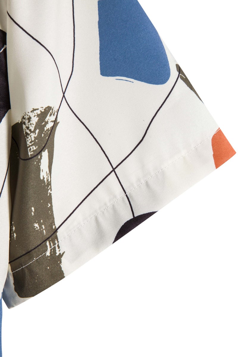 6/7 Casual White Graffiti Lapel Cotton Slim Fit Printed All-Season Youth Ready-Made Men'S Shirt - Image 5